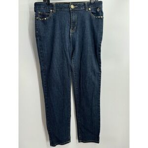 Rocawear Women's Jeans Size 18 Blue Denim‎ Studded Chain Embellished Pockets